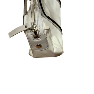 Kate Spade New York white and brown trim small nylon Tote handbag thumbnail 4