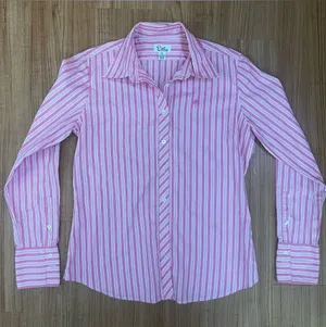 Lilly Pulitzer Pink and White Striped Button-Down Shirt thumbnail 1