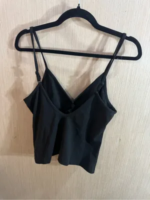 Women’s Cotton Candy Collection Black Ruched V-Neck Workout Top Size Large thumbnail 2
