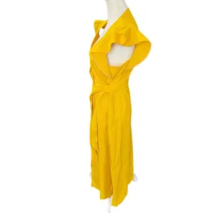 A.L.C. Walker Yellow Linen Blend Wrap Midi Dress Ruffle Sleeve Size 4 thumbnail 11