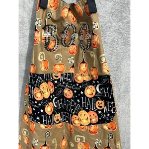 Halloween Bib Apron Handmade One Size Rhinestone BOO Black Tulle Pumpkins thumbnail 2
