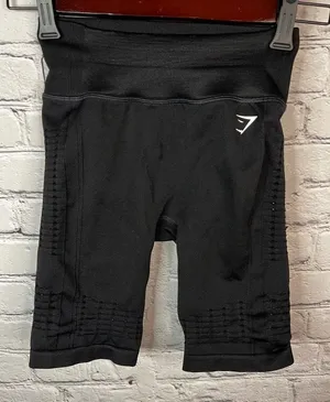 GYMSHARK‎ GLOW Seamless Black Shorts Cutout Perforated XS Stretch Workout NWOT thumbnail 1