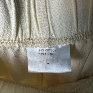 Women’s Cream Cotton Linen Blend Elastic Waist Shorts - Sz. L thumbnail 3