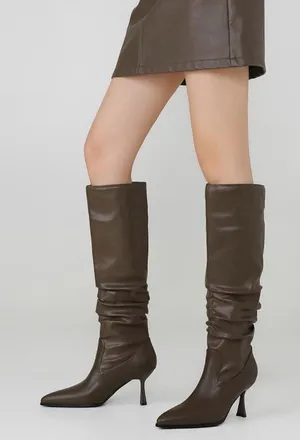TEAIEUI Knee High Boots Women Kitten High Hee... thumbnail 1