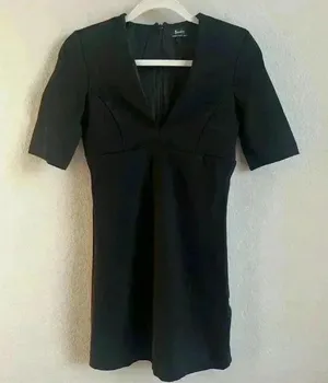 Bardot Women’s Black V-Line Mini Short Sleeve Stretch Dress Size 4‎ XS thumbnail 1