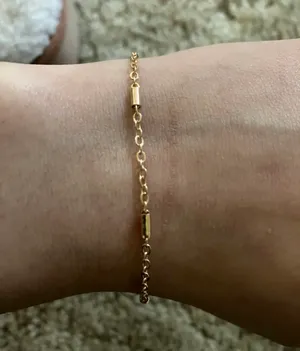 Gold Tube Bar and Link Bracelet With Lobster Clasp thumbnail 1