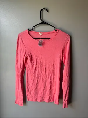 NWT J.Crew Factory Coral Pink Long Sleeve Tee Size Medium thumbnail 3