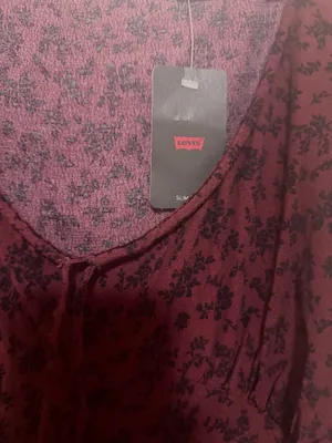 Levi's Odette Dress in Ditsy Flocked Burnt Maroon- XS thumbnail 4