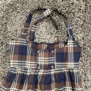 ROMWE Plaid A-Line Dress in Brown, Size L​​​​​​​​ thumbnail 2