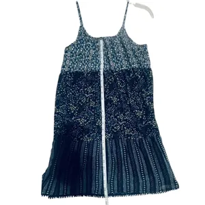 Mo:Vint New York Navy Blue Floral Mixed Print Tiered Mini‎ Dress Womens Medium thumbnail 9