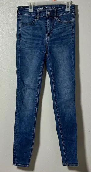 American Eagle Women Blue‎ Denim Hi-Rise Jegging Jeans Next Level Stretch size 0 thumbnail 1