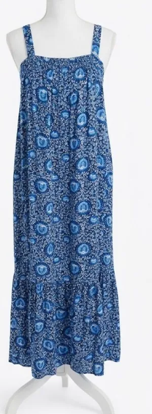 Old Navy Blue Floral Tie-Back Maxi Dress thumbnail 1