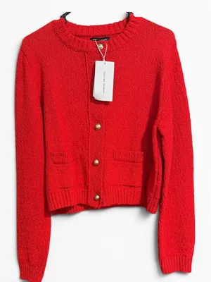 Urban Revivo Womens Red Textured Knit‎ Button Front Cardigan Size US 12 thumbnail 1