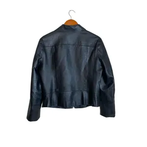 Vintage 90s Y2K Women's Black Genuine Leather Zip Front Biker Jacket thumbnail 4