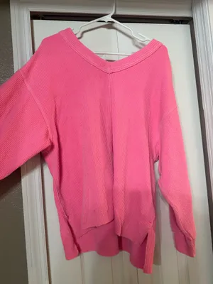 Aerie Textured Wonder V-Neck Sweatshirt thumbnail 1