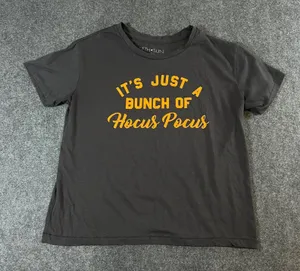 Fifth Sun Hocus Pocus Graphic T-Shirt Charcoal Gray Orange Halloween Womens M thumbnail 1