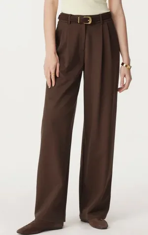 OGLmove Brown Pleated Wide Leg Palazzo Pants Trousers Size Large L New NWT thumbnail 1