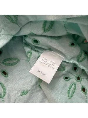 J. JILL Mint Green Eyelet Floral Embroidered Top 3/4 Sleeve Knit Blouse M thumbnail 7