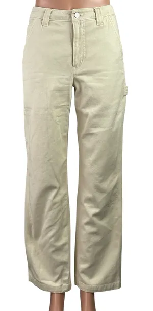 Aritzia TNA Greenwhich Cream Twill Straight High Rise Carpenter Trousers Pants 0 thumbnail 1