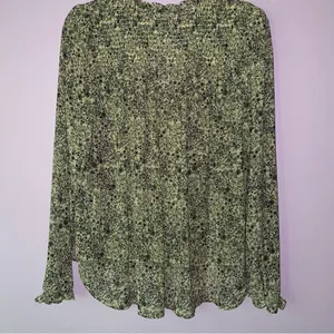 Free People Blouse M Yellow Ditsy Floral Chiffon Button Top thumbnail 7