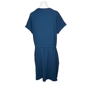Cupshe Blue Crinkle Dolman Drawstring‎ Dress Cover Up LARGE Travel Casual NWT thumbnail 4