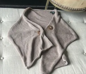 Overland Knit 100% Cotton Button Shall One Size Brown thumbnail 1