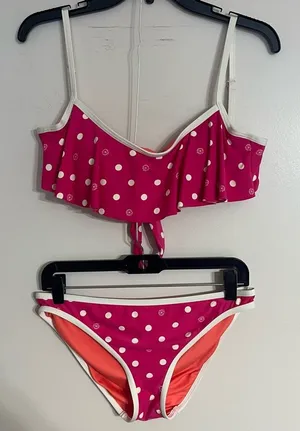 Women's Coco Rave Pink Polka Dot Bikini Set‎ Size Medium/Large Top Large Bottoms thumbnail 1