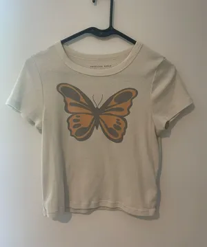 American Eagle Butterfly Tee Baby Crop Top thumbnail 1