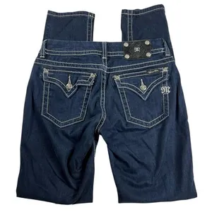 Miss Me Skinny Jeans Dark Wash Embellished Flap Pockets Thick Stitching Size 30 thumbnail 2