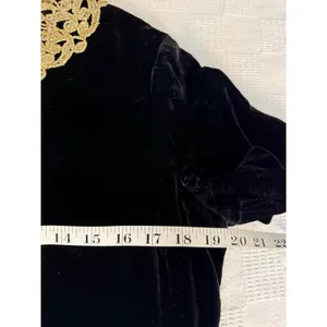 Handmade Black Velvet Gold Lace Dress Steampunk Victorian Whimsy Goth Regency M thumbnail 7