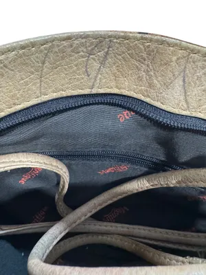 Magnifique Vintage Abstract Hand Painted Genuine Leather Half Moon Crossbody Bag thumbnail 11