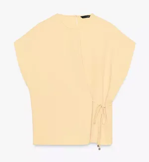 Zara NWT light yellow tie lace side top thumbnail 1