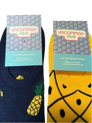 Uncommon Lot of 2 Pairs of Playful Women’s Socks One Size Blue Yellow thumbnail 3