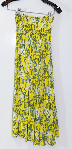 Tiare Hawaii Rock Your Soul Smocked Waist Pull On Maxi Skirt Shimmer Yellow thumbnail 1