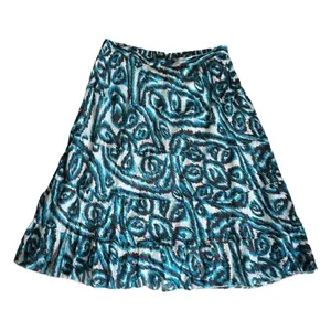 Studio West Womens Teal Brown Romantic Tiered Cotton Midi Skirt Size‎ M Boho thumbnail 2