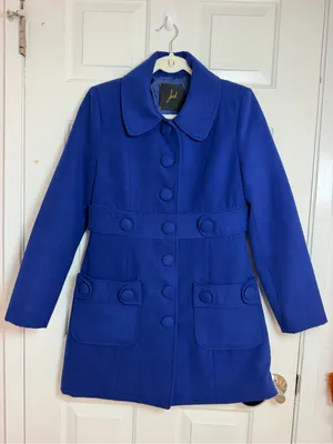 Jack by BB Dakota Royal Blue Button Front Pea Coat Jacket thumbnail 1