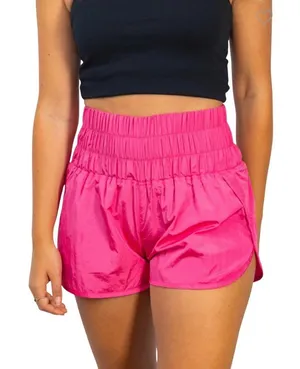 Shein Hot Pink Smocked High‎ Waist Running Shorts XS thumbnail 1