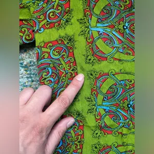 Vintage Y2K 90s Papillon green boho bell sleeve printed top, size medium thumbnail 5