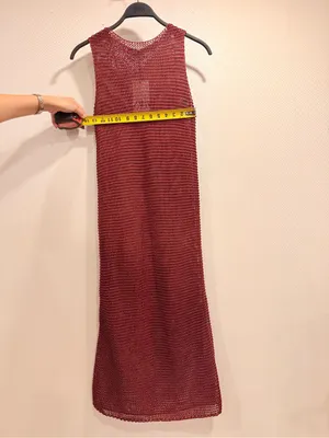 NWT Zara Sleeveless Textured Knit Maxi Beach Resort Dress in Deep Burgundy Sz S thumbnail 3