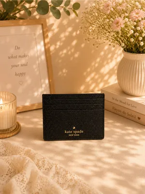 Kate Spade New York Black Glittery Cardholder Small Wallet Black Glitter EUC thumbnail 2