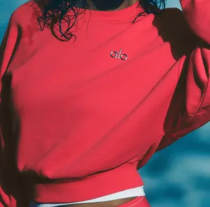 Alo Yoga Cropped Accolade Crewneck Candy Red L thumbnail 1