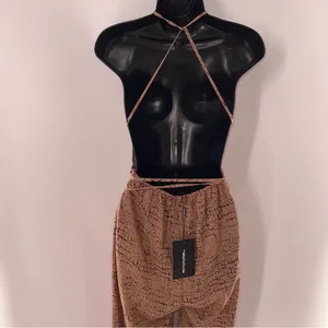 PrettyLittleThing Stone Print Patterned Wide Leg Halter Neck Jumpsuit-Size 8 thumbnail 6