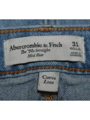 Abercrombie Fitch 90s Straight Mid Rise Curve Love Jeans 31 Regular Light Wash thumbnail 8