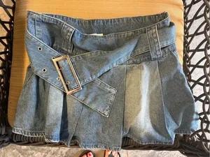 Peppermayo Denim Belted Mini Skirt Pleated thumbnail 5