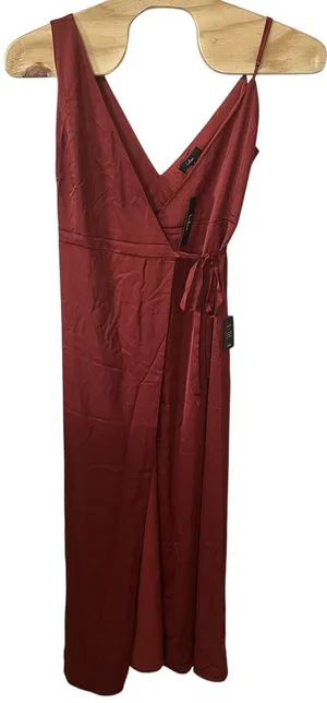 NEW Lulus‎ Satin Wrap Maxi Dress Size XL Rust Sleeveless Bridesmaid Formal thumbnail 1