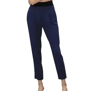 Babaton Navy Blue Cohen Pleated Crepe Tapered Leg Pants Elastic Waist size 4 thumbnail 2