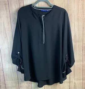 Apt. 9 Elegant Black Blouse with White Accents thumbnail 1