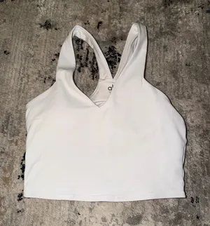 White Alo Tank Top Yoga Cropped thumbnail 1