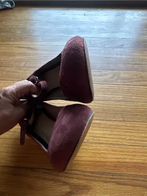 Vince Camuto Plum Suede Mary Jane Block Heels Sz 8.5M thumbnail 4