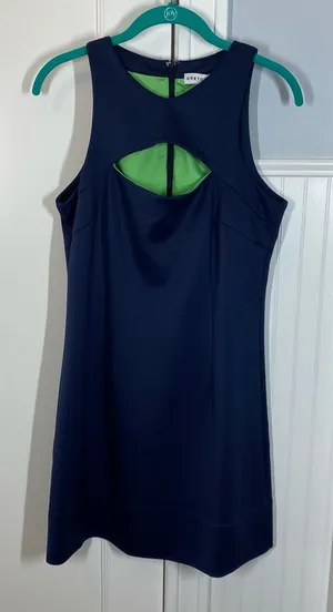 Gretchen Scott Navy Blue Cut Out Décolletage Dress Size Small‎ pickleball golf thumbnail 1